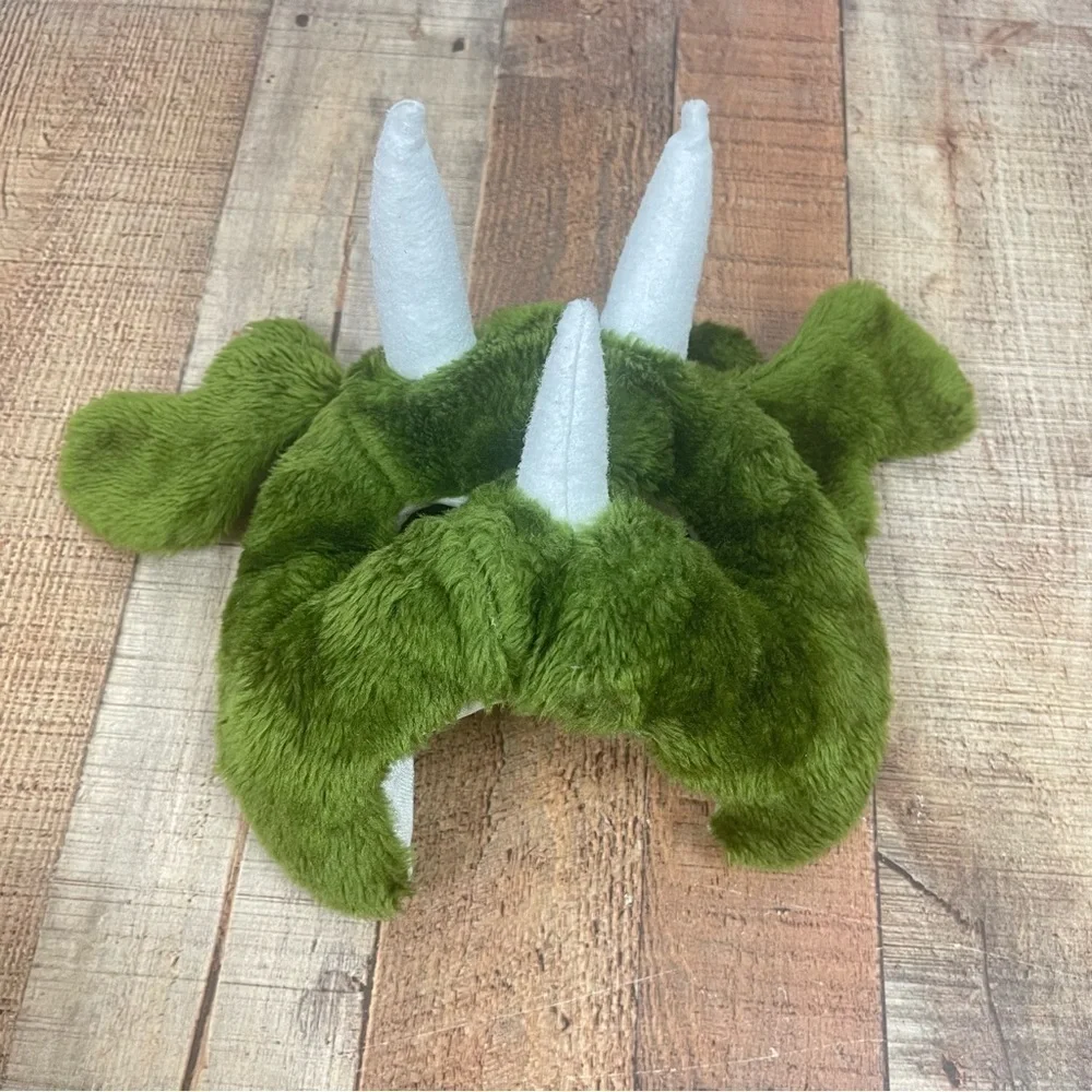 Vintage Anva 1987 Plush Dinosaur Mask Halloween Costume Triceratops Soft